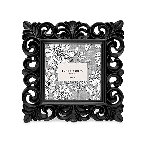 Laura Ashley 4x4 Black Vintage Inspired Resin Scroll Design Picture Frame - color: Black, size: 4x4