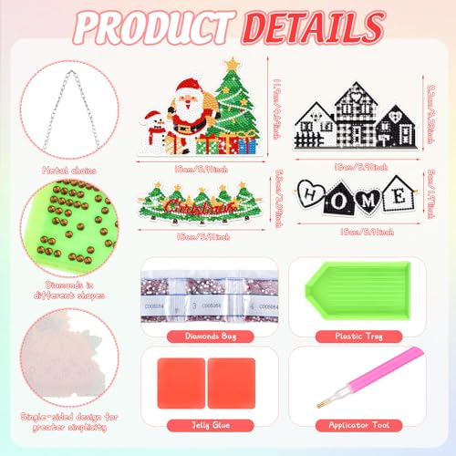 Cinnvoice Seasonal Diamond Art Hanging Kit,12 Pcs,Holiday - style: Holiday
