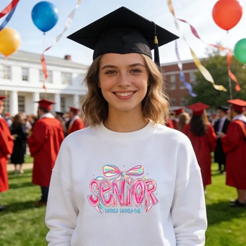 Rngmsi Dtf Transfers Ready to Press - 30 Pcs Happy Graduation 2026 Iron on Patches for T-Shirts, Iron on Stickers, Bow Heat Transfer Vinyl Decals for DIY Fabric Clothes Decor - style: Happy Graduation