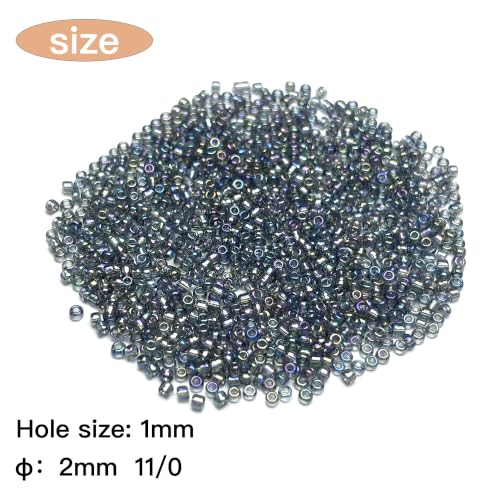 GLRXMX 2100Pcs Glass Beads 2mm Round Seed Beads for Jewelry Making - color: grey