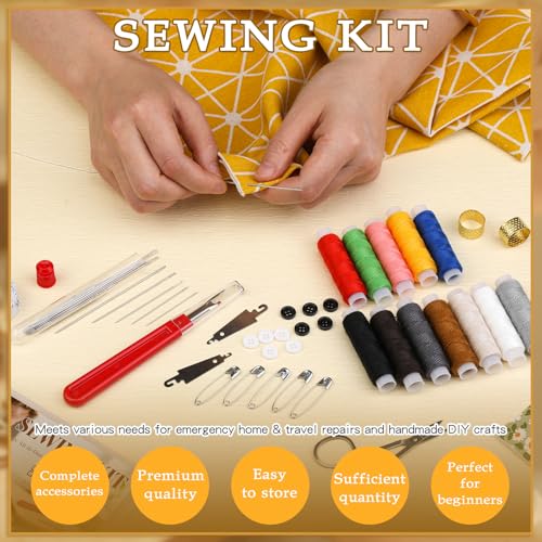 SHWAKK Sewing Kit for Adults, Stainless Steel Needles for Hand Sewing - size: 65pcs