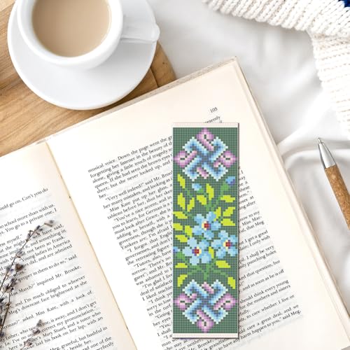 FREEBLOSS 6 Set Cross Stitch Bookmark Kits 11CT 8"x2.4" Celtic Knots - style: Celtic Knot Flowers