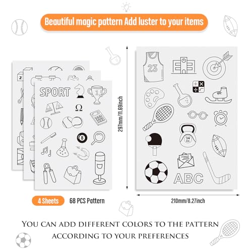 Magibeads 68 Patterns Sturdy Sport Theme Water Soluble Embroidery Stabilizers Tennis Rugby Stick and Stitch Embroidery Patterns Wash Away Embroidery Paper Starter Kit for Hand Sewing Beginners Adult - color: Sturdy & Sport