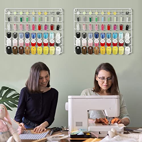 YBING Thread Holder Wall White, 54-Spool Sewing Thread Rack - color: white