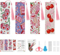 VIGEGU 4 Pack Coquette Pink Cross Stitch Bookmark Kits for Adult Beginners - color: Pink Coquette Cross Stitch Bookmark