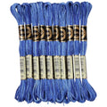 10 Skeins 87.5 Yards 6 Ply Variegated Steel Blue Cross Stitch Floss Segment Embroidery Thread Gradient Friendship Bracelet String Yarn Bulk for Sewing Making Jewelry Needlecraft Knitting - color: Steel Blue