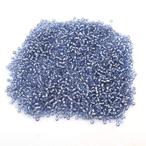 Perlin Glass Seed Beads 2mm 11/0 Round Mini Small Pony Beads 6500pcs for Making Earrings Bracelets Pendants Waist Jewelry DIY Handmade Silver Lined Color Kit (Sapphire Blue) - color: Sapphire Blue