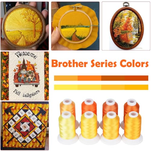 Simthread 8 Shades 550Yds Each 40WT Polyester Embroidery Thread Yellow Set - color: 550YYellowBrother