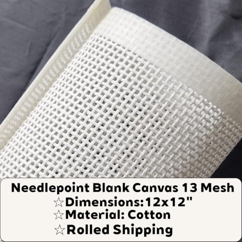 Blank Needlepoint Canvas 13 Mesh,12"x12"(Cotton,White) - size: 12" x 12"