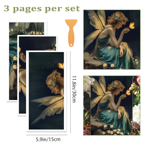 3 Sheets Elegant Fairy Rub on Transfers for Crafts, 12×6in - style: Elegant Fairy