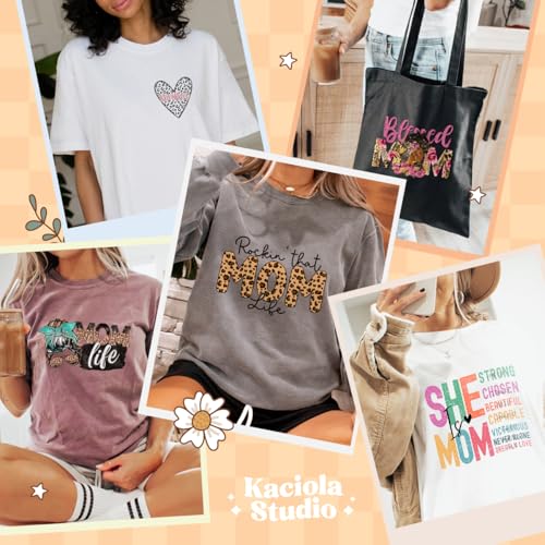 Kaciola 30 Sheets Mama DTF Transfers Ready to Press, Blessed Mama Iron on Transfers Stickers Mom Iron on Decals for T Shirts Hoodie DIY Crafts - color: Mama