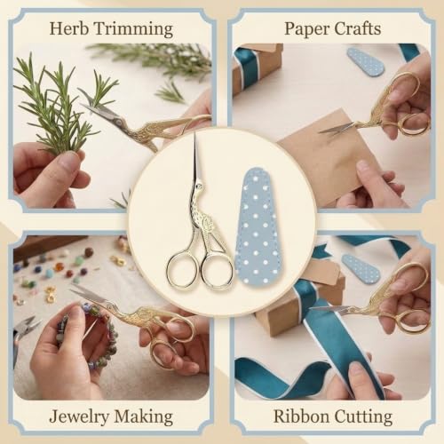 BIHRTC Small Craft 4.5Inch Embroidery Sewing Scissors Stainless Steel - style: Vintage Gold Bird