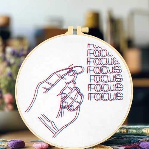 Crafmanoe Easy Hand Embroidery Kits for Beginners Adults, Focus Embroidery Starter Kits, Counted Cross Stitch Kits for Beginners Craft Kits for Adults Women, Embroidery Hoops, Thread & Video Tutorial - color: H2038, size: 8Inch