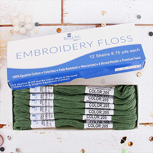 12 Skeins ThreadArt Cotton Embroidery Floss, Fern Green - color: Fern Green