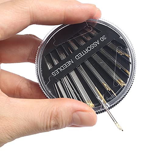Eketirry Premium Hand Sewing Needles，30-Count Assorted Needles for Sewing Repair, 6 Different Sizes Sewing Needles with 2 Threaders (Black,1) - style: Black