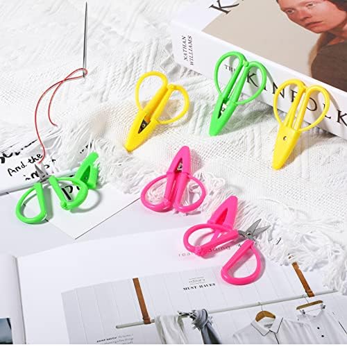 Mixweer 9 Pcs Mini Scissors for Travel Sewing Embroidery, 3 Colors - color: Pink, Green, Yellow