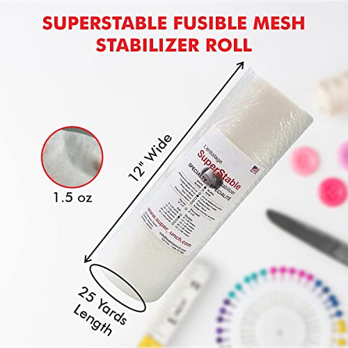 Superpunch Fusible Iron On No Show Mesh Stabilizer, White, 12 in x 25 yd - size: 12" x 25 yards roll