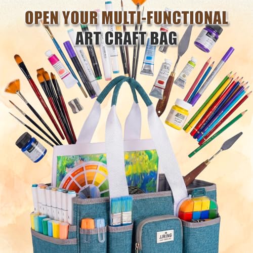 JJRING Foldable Craft Organizer Tote With Zipper & Divider, Green - color: Green, size: Small