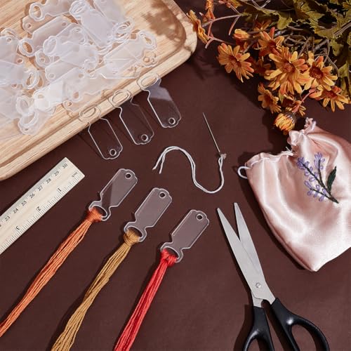 PH PandaHall 50pcs Acrylic Clear Thread Drops, Rectangle Cross Stitch Thread Organizers Embroidery Floss Drop Organizer Thread Bobbins Bulk for DIY Craft Sewing Thread Storage, 2.17x0.78 Inch - size: 2.17x0.78 Inch