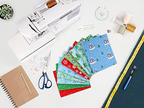 Craftido -25 Options- 100% Cotton Quilting Fabric Bundles 10pcs Fat Quarters 18”x21”-Medium Weight 5.2 oz- Soft Cotton for Quilting, Sewing Project, Patchwork, DIY Crafts - Christmas - color: Christmas