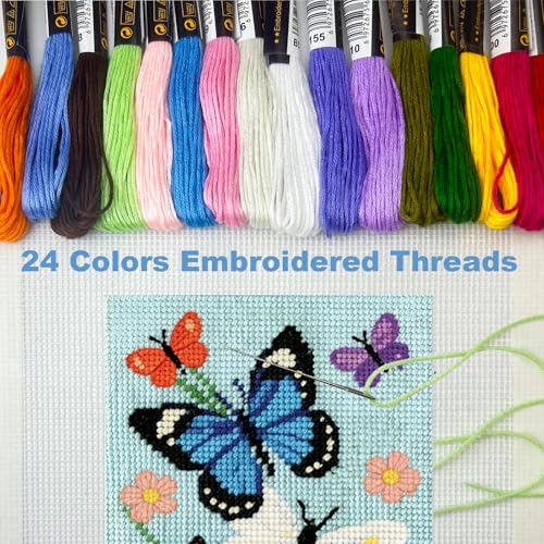 Needlepoint Kits for Beginners, Needlepoint Starter Kit for DIY Craft - color: white 14mesh