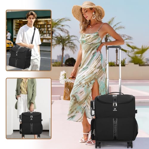 Relavel Rolling Tattoo Travel Case with 4 Inner Removable Pouches, Black - color: Black, size: Large with Trolley