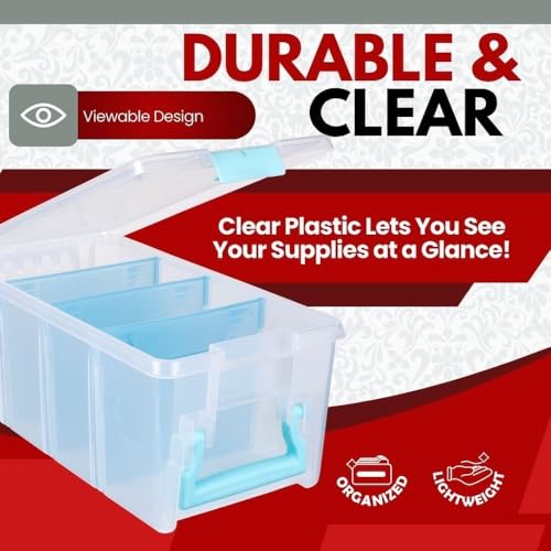 ArtBin Semi Satchel Craft Organizer with 3 Dividers, Aqua Accents - color: Clear, size: Pack of 1