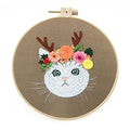 Mozzyyee Embroidery Starter kit, DIY Adult Beginner Embroidery Kits, Including Cloth with Cat Patterns, Colored Threads, Needles, Hoops and Instructions (Gray) - color: Gray