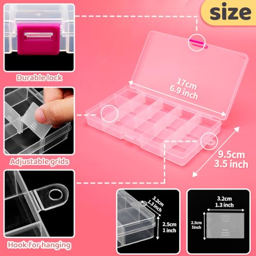 IOOLEEM Bead Organizer Box, 15 Grids 4 Pack Adjustable Dividers Storage Box - color: Multi-color, size: 15 Grids Adjustable (4 pack)
