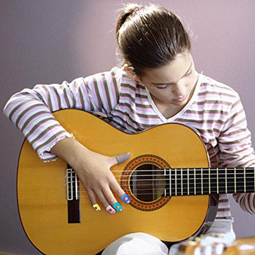 AUGSUN 50pcs Silicone Guitar Finger Guards 5 Sizes Fingertip Protectors