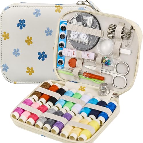 Bobode Sewing Sets & Kits Travel Sewing Kit for Adults - color: 87PCS-Flower White