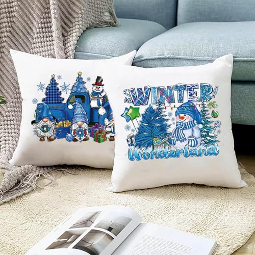 4 Packs Christmas Iron on Patches for Clothing Blue Theme Christmas Iron on Transfer Stickers Cute Snowman Dwarf Car Snowflake Design Ready to Press Decal Heat Transfer Vinyl Appliques for DIY T-Shirt - color: K