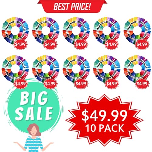Friendship Bracelet String 500 Skeins Rainbow Color Embroidery Floss Cross Stitch Embroidery Thread Cotton Floss Bracelet Yarn, Craft Floss(Classic Color)（50skeins x10 Pack） - color: vibrant rainbow color, size: 10 Pack