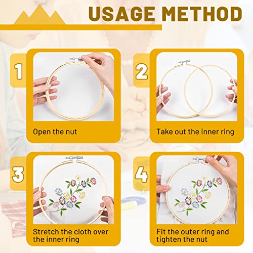 GIEMSON Embroidery Hoop 12 Inch 12 Pieces Large Embroidery Hoops Bamboo Circle Cross Stitch Hoop for Embroidery Art Craft Sewing - size: 12 inch