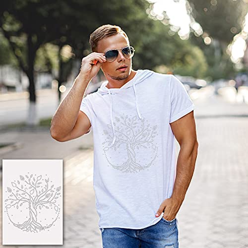 NBEADS Tree of Life Rhinestone Iron on Hotfix, Heat Transfer Decal Bling Rhinestone Decals Rhinestone Heat Transfer Patch Clothing Repair Applique for T-Shirt Clothing Pants Bags - color: Tree of Life