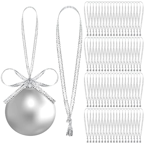 Hoolerry 500 Pieces Silver Ribbon Hangers Ornament for Christmas Tree