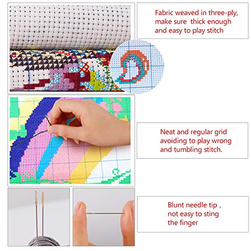 ITSTITCH Printed Cross Stitch Kits 11CT 20X20 inch Holiday Gift DIY Embroidery Starter Easy Patterns for Girls Crafts DMC Stamped Supplies Needlework Rainbow Bubble Girl - color: Stamped 20.1x20.2 inch