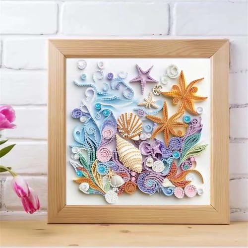 ZQEATRY Shell Starfish Diamond Art Kits for Adults,DIY Specail Shape Diamond Painting Kit for Adult Beginners, 5D Diamond Painting Crystal Rhinestones Art, Home Wall Decor 12 x 12inch - color: Shell
