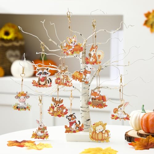 WILLBOND 30 Pcs Thanksgiving Diamond Art Kits for Adults, Animals Theme - color: Fall Animal