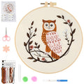 Beginner Owl Embroidery Kit for Adults, Pre-Printed with Video Tutorial - color: Owl