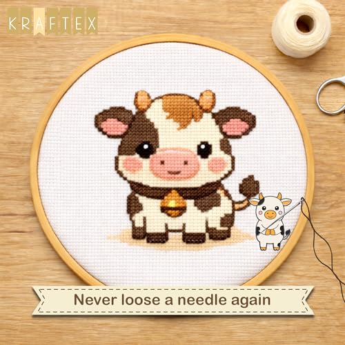 Kraftex Magnetic Needle Minder. Needleminder for Embroidery & Sewing. Cute Needlepoint Accessories. Magnetic Needle Holder for Cross Stitch. Cute Magnet Pin Gift - color: Cow