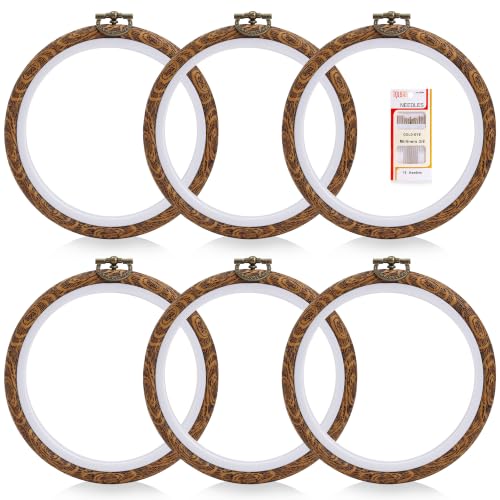 Caydo 6 Pieces Imitated Wood Embroidery Hoop Frame, 5.5 Inch - size: 5.5 Inch