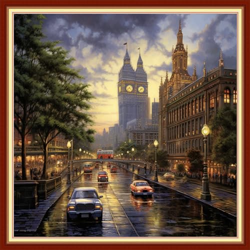 Funxvoot Stamped Cross Stitch Kits Beginners Full Range of Embroidery Kits for Adults 11CT Embroidery Patterns Needlepoint Kits Printed Cross Stitch Kits - (Street Night Scenery 18x18 inchs) - color: Cross Stitch Kits 19