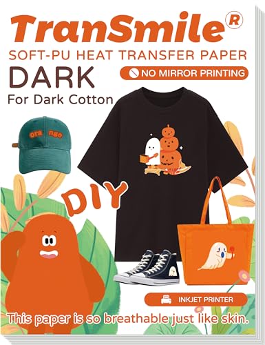 TranSmile PU-Heat Transfer Paper for Dark Fabric, 8.5 x 11 In 20 Sheets - color: Dark, size: 20 Sheets