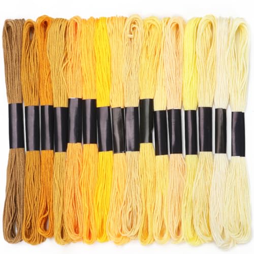 Embroidery Floss 16 Skeins 8.7 Yard Yellow Friendship Bracelet String Cross Stitch Threads for Jewelry Making Bracelet Stitching Thread Floss Bracelets Making Yarn - color: Yellow