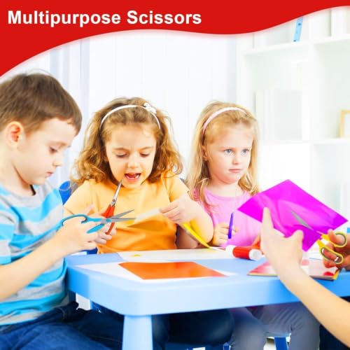 Scissors, Hnncugty 8" Scissors All Purpose Heavy Duty Bulk Set of 6-Pack - color: 6 Pack Multicolor