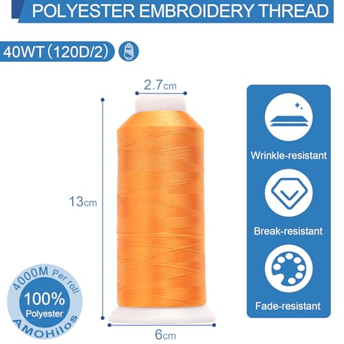High Tenacity Polyester Embroidery Machine Thread 40WT(120D/2) 4000M Per Spool for Commercial and Domestic Embroidery Machine (Copper-1763) - color: Copper-1763