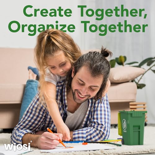Wiosi Mini Trash Can/Recycle Bin Pencil Holder for Desks, Blue/Green - color: Blue-Green, size: 5"