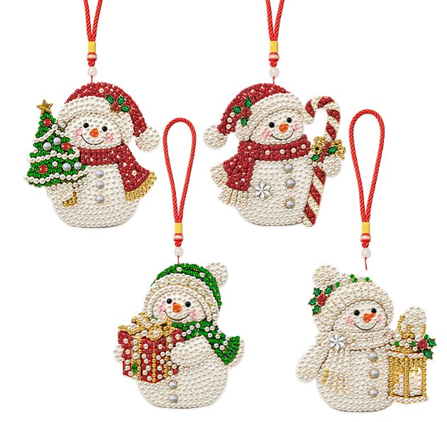 Aeepics Hanging Diamond Art Kit for Adult Mandala, DIY Diamonds Painting Pendant Ornament Kit, Acrylic Diamond Art Painting Board Kit (Snowman) - color: Snowman