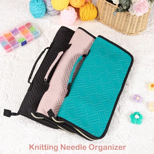 MYBAGZING Crochet Hook Case Organizer, Knitting Needle Case up to 14 Inches - color: Black, size: 14 Inches